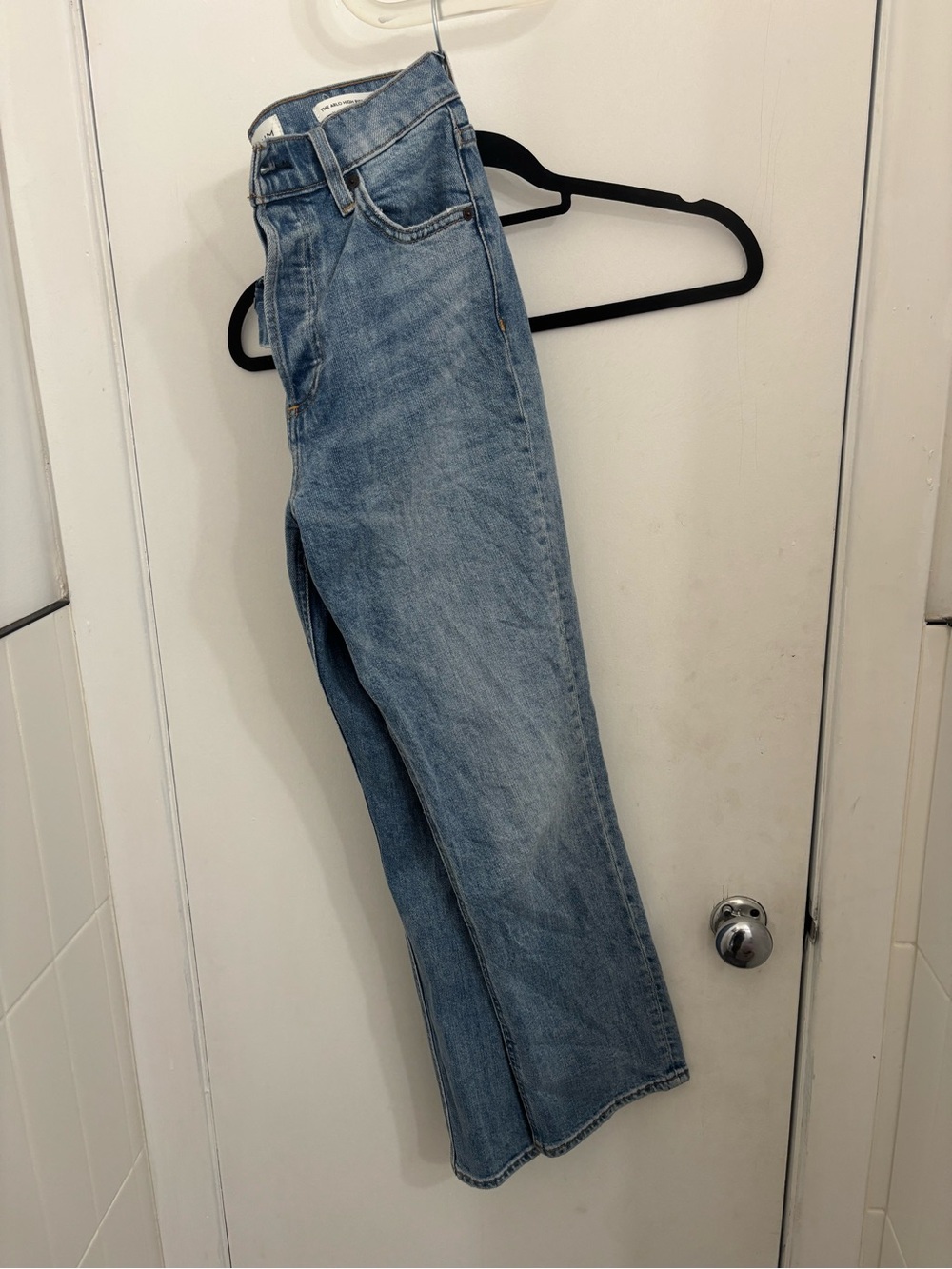Denim Forum Arlo High Rise Straight Jeans - Light Blue Wash